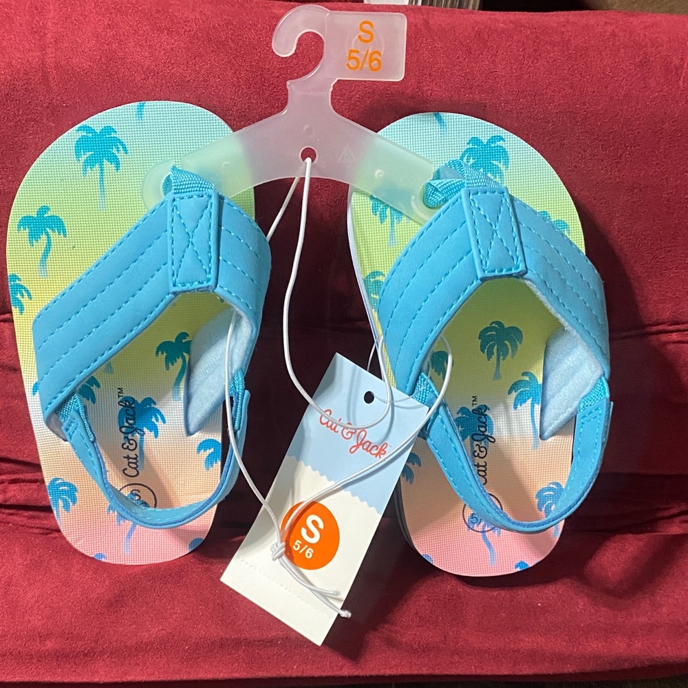 Cat & Jack Kids Tropical Blue Sandals